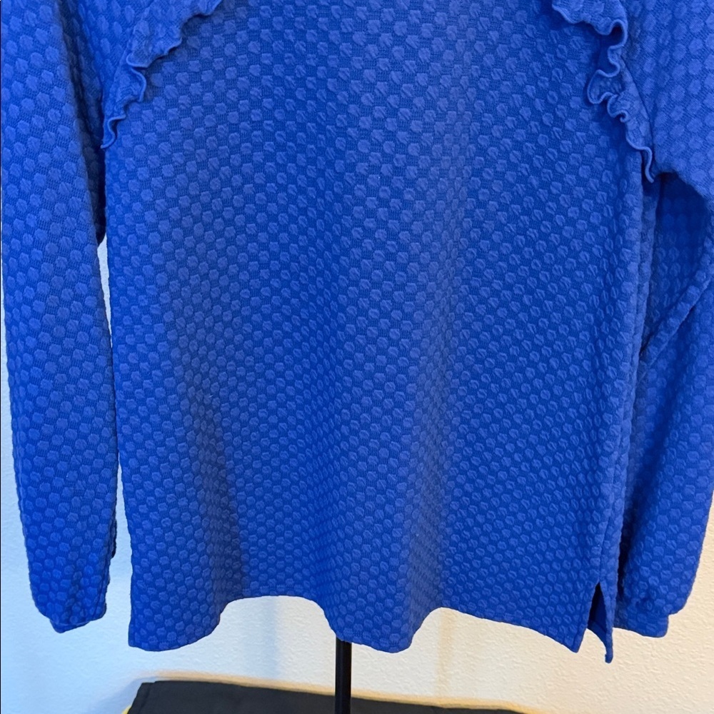 Elle Royal Blue Ruffle Long Sleeve Top - Picture 3 of 8